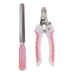 Durable Pet Nail Clippers with File for Dog for Cat 4.72"x2.76" Pink White